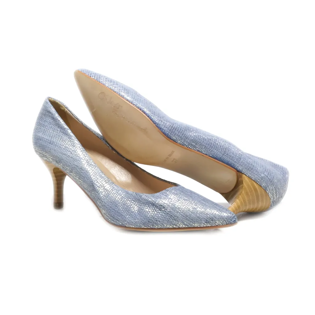 Adela Gil Kitten Heels Leather Blue Colour For Women