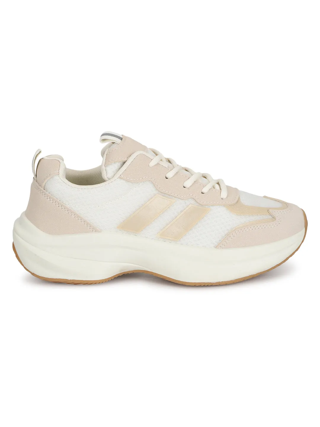 Beige PU Stylish Lace-Up Sneakers (TC-RS3615-BEIG)