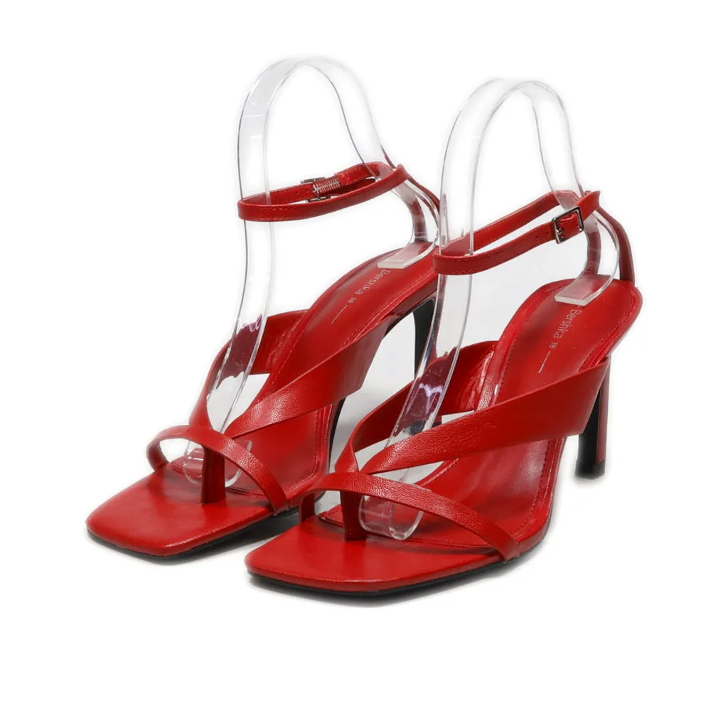 Bershka High-Heel Shoes Leather Red Colour For Women