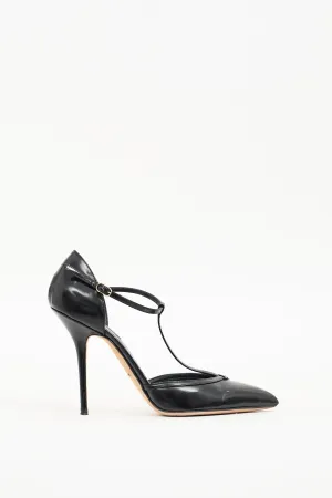 Black Patent T-Strap Heel