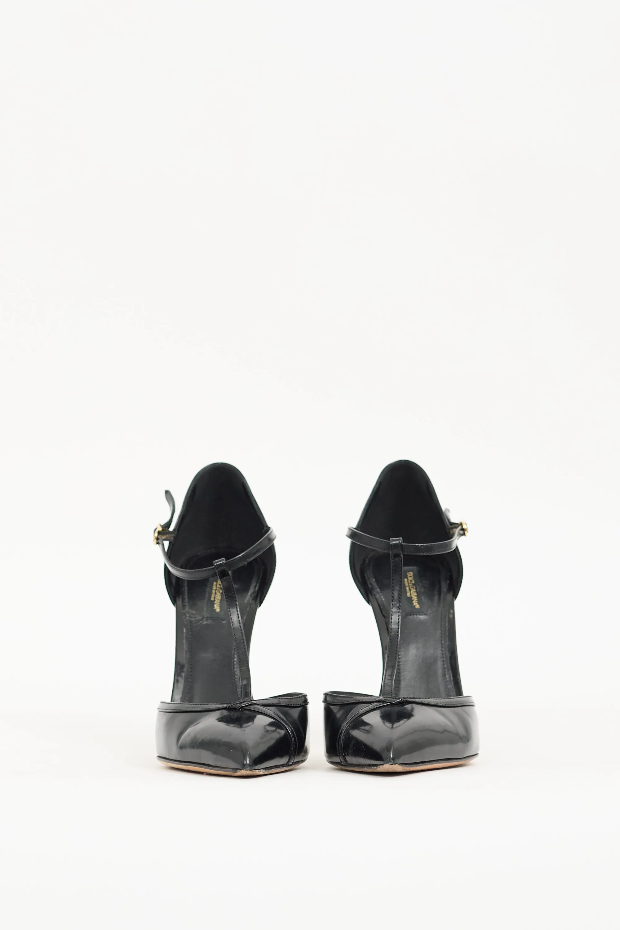 Black Patent T-Strap Heel