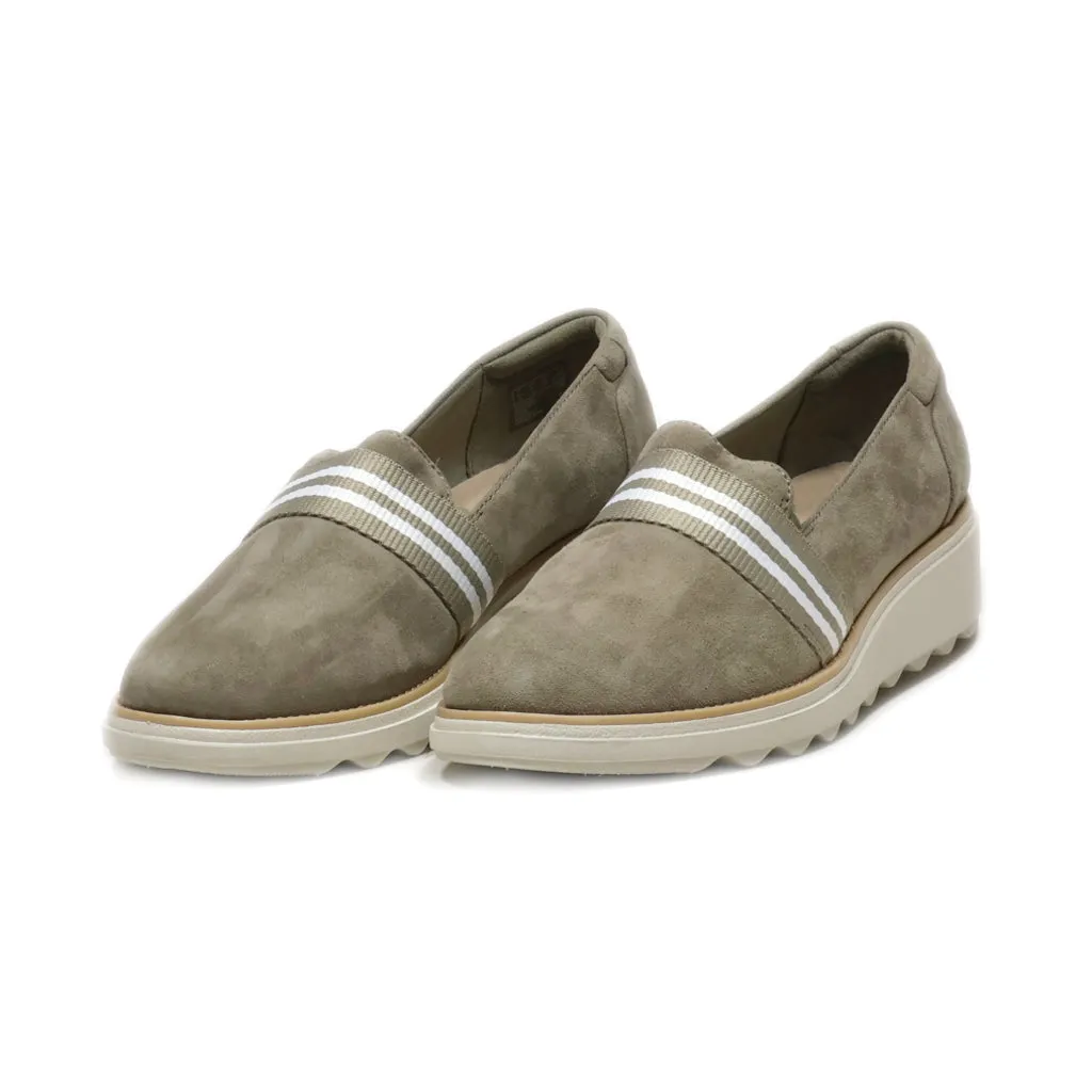 Clarks Slip Ons Fabric Grey Colour For Women