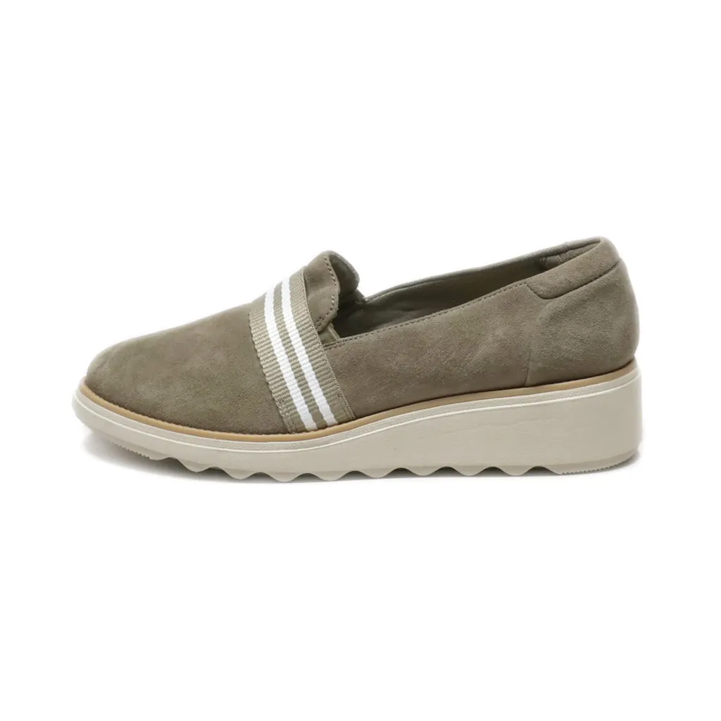 Clarks Slip Ons Fabric Grey Colour For Women