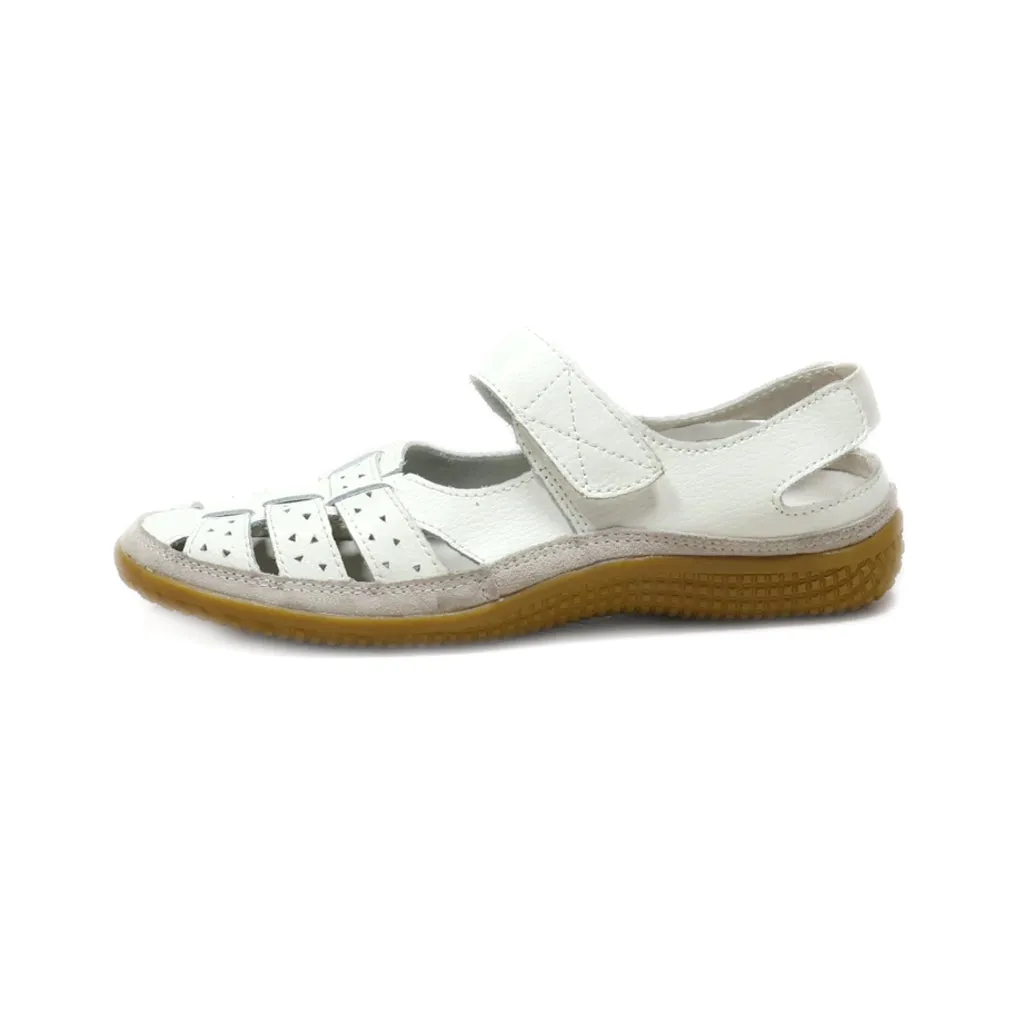 Damart Flat Sandals Pu Leather White Colour For Women