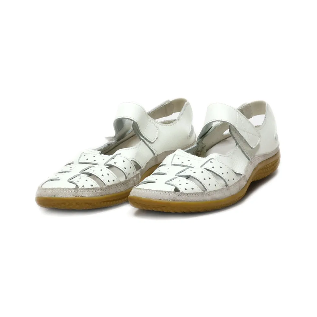 Damart Flat Sandals Pu Leather White Colour For Women