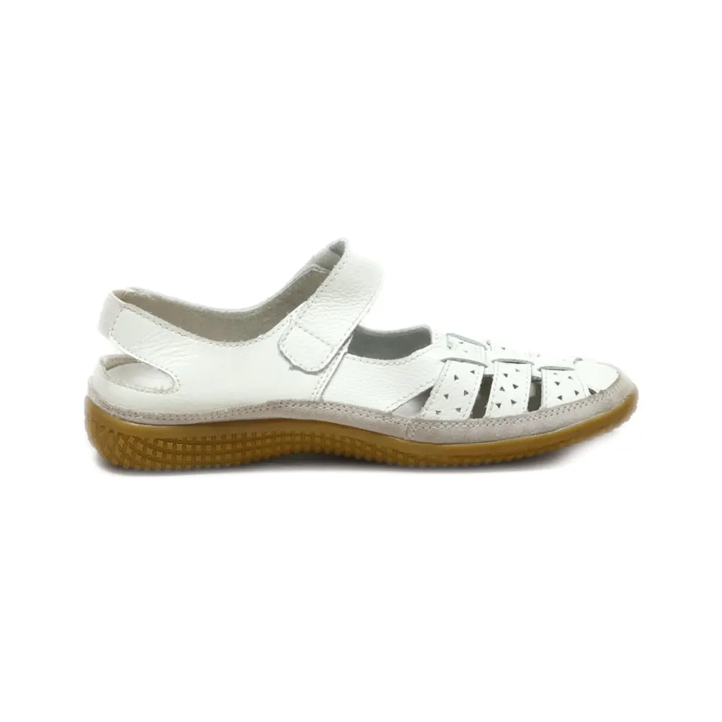 Damart Flat Sandals Pu Leather White Colour For Women