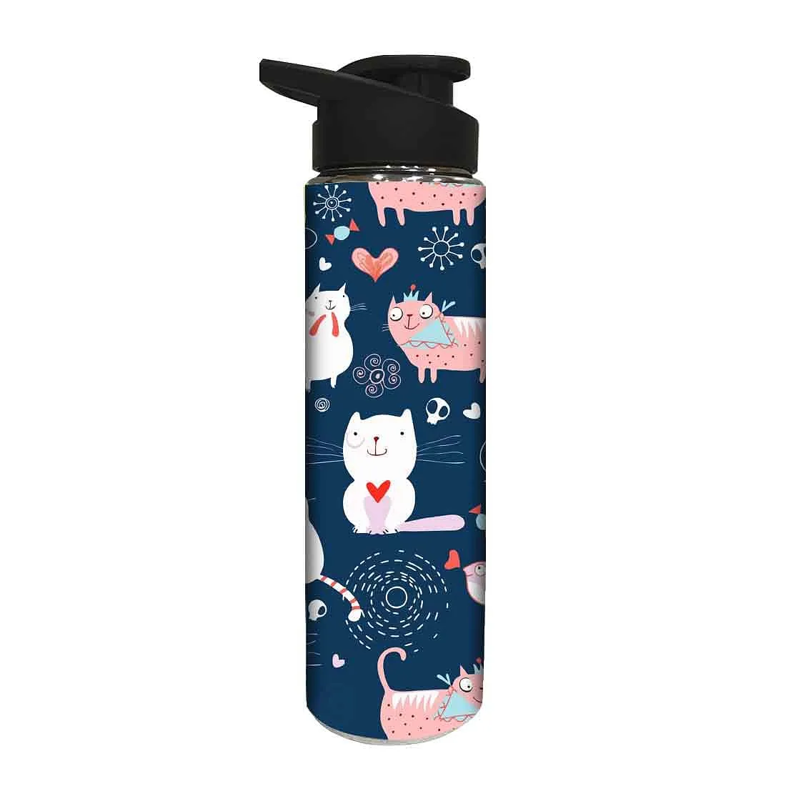 Designer Stainless Steel Water Bottle for Girls - Cute Cats