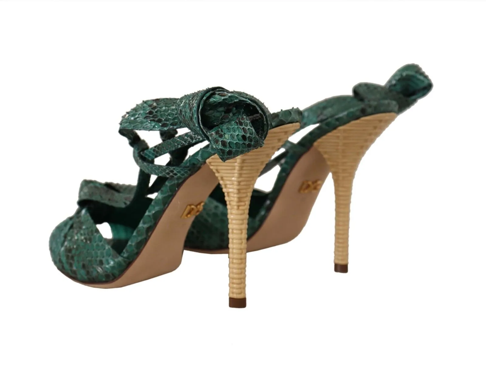 Dolce & Gabbana Emerald Exotic Leather Heels Sandals Shoes