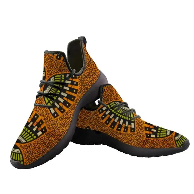 ELVISWORDS New Men Platform Vulcanized Shoes Vintage African Ethnic Tribal Print Breathable Mesh Knitting Sneakers zapatillas