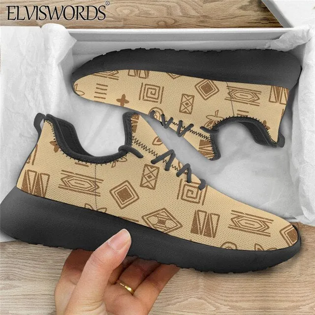 ELVISWORDS New Men Platform Vulcanized Shoes Vintage African Ethnic Tribal Print Breathable Mesh Knitting Sneakers zapatillas