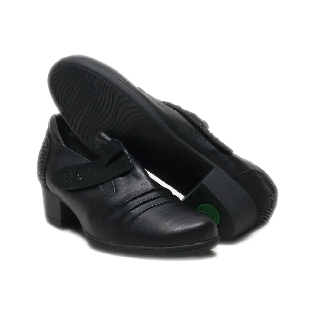 Footflexx Slip Ons Leather Black Colour For Women