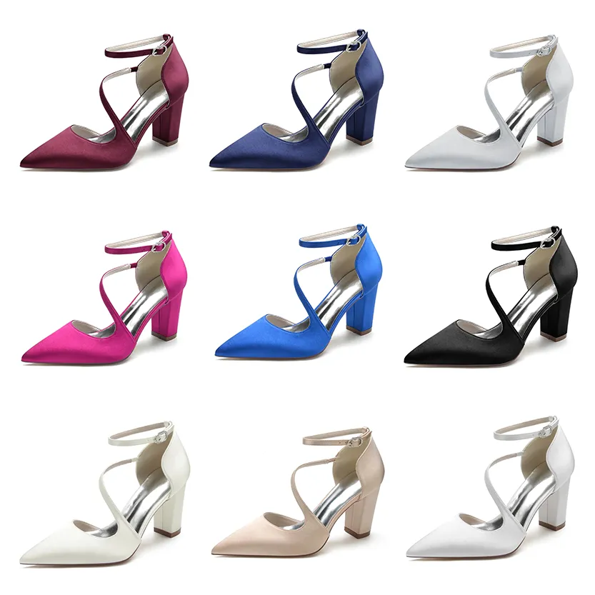 Funki Buys | Shoes | Women's Block Heel Satin Wedding Pumps