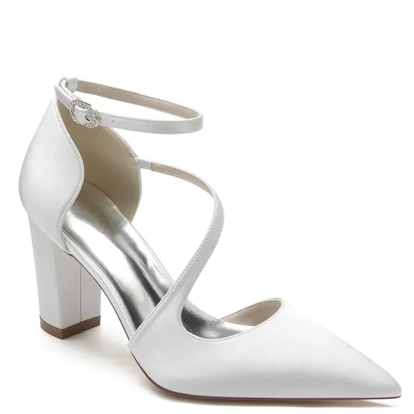 Funki Buys | Shoes | Women's Block Heel Satin Wedding Pumps