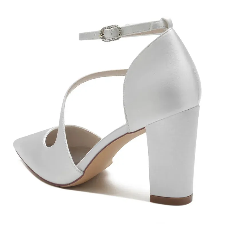 Funki Buys | Shoes | Women's Block Heel Satin Wedding Pumps