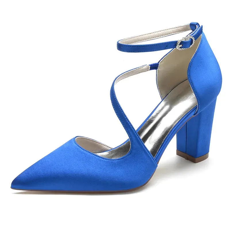 Funki Buys | Shoes | Women's Block Heel Satin Wedding Pumps