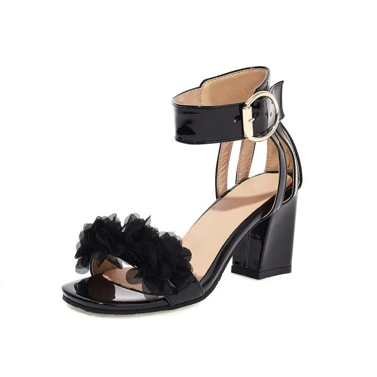 Funki Buys | Shoes | Women's Floral Organza Thick Heel Sandal