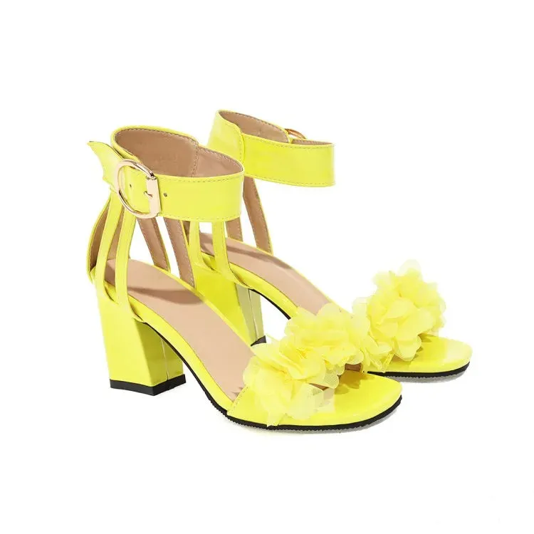 Funki Buys | Shoes | Women's Floral Organza Thick Heel Sandal