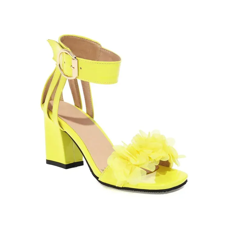 Funki Buys | Shoes | Women's Floral Organza Thick Heel Sandal