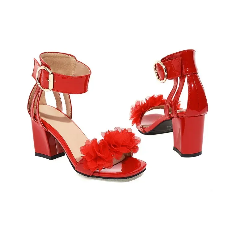 Funki Buys | Shoes | Women's Floral Organza Thick Heel Sandal