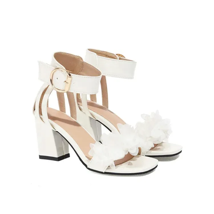 Funki Buys | Shoes | Women's Floral Organza Thick Heel Sandal