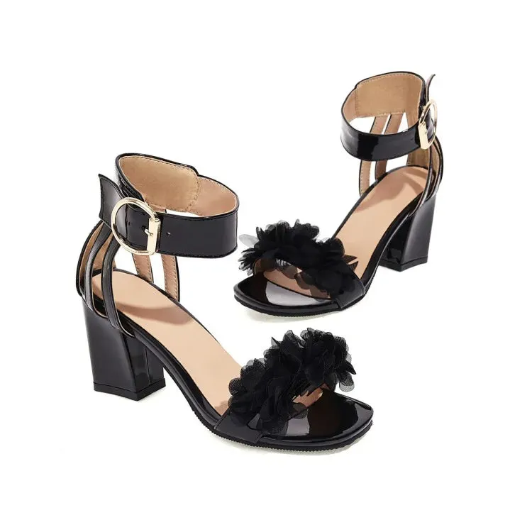 Funki Buys | Shoes | Women's Floral Organza Thick Heel Sandal