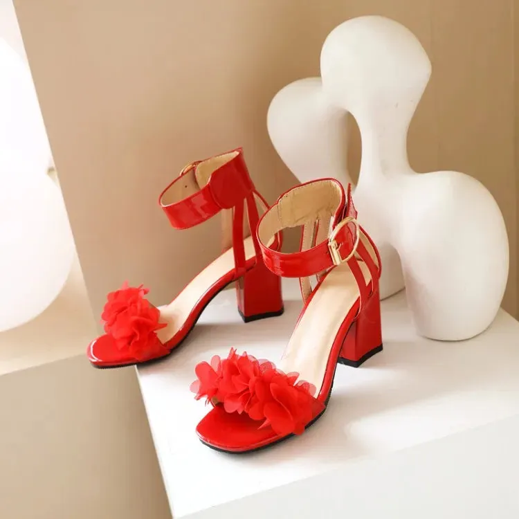 Funki Buys | Shoes | Women's Floral Organza Thick Heel Sandal