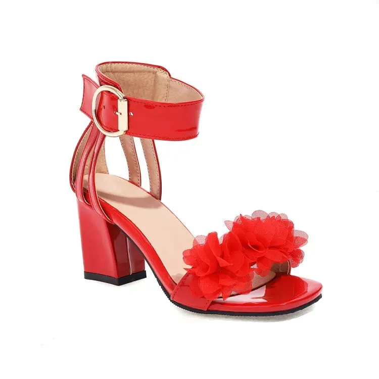 Funki Buys | Shoes | Women's Floral Organza Thick Heel Sandal