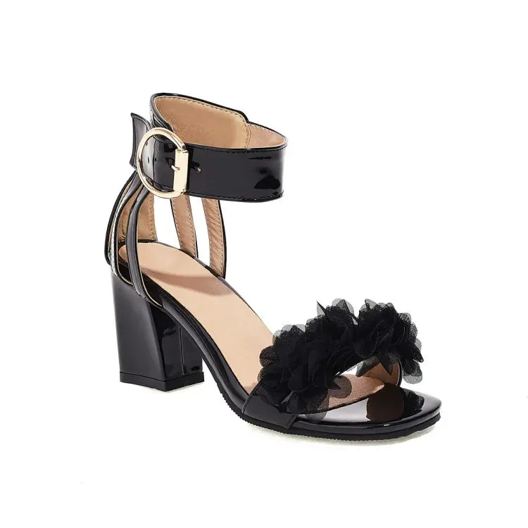 Funki Buys | Shoes | Women's Floral Organza Thick Heel Sandal