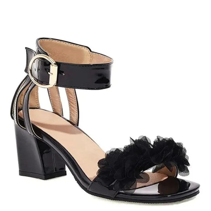 Funki Buys | Shoes | Women's Floral Organza Thick Heel Sandal