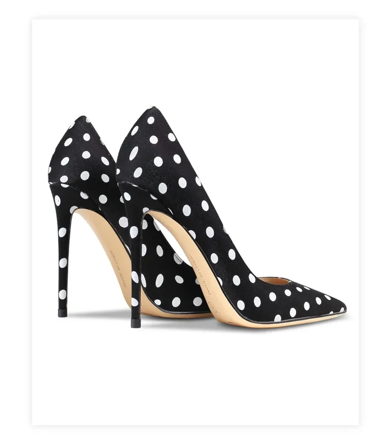 Funki Buys | Shoes | Women's Silk Polka Dot Pointed Toe Heels