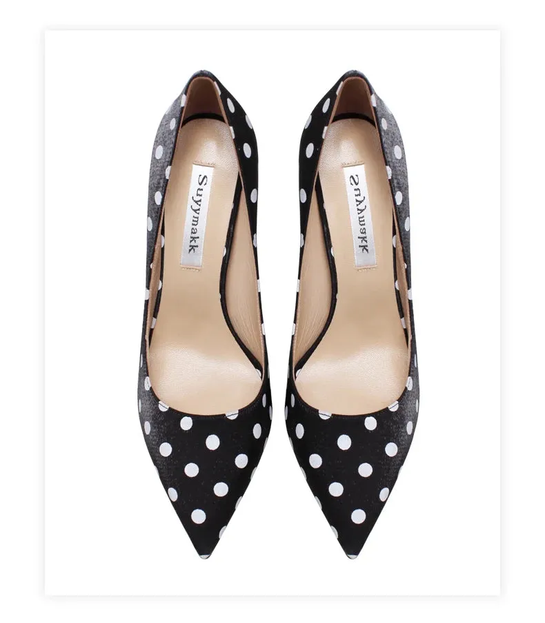 Funki Buys | Shoes | Women's Silk Polka Dot Pointed Toe Heels