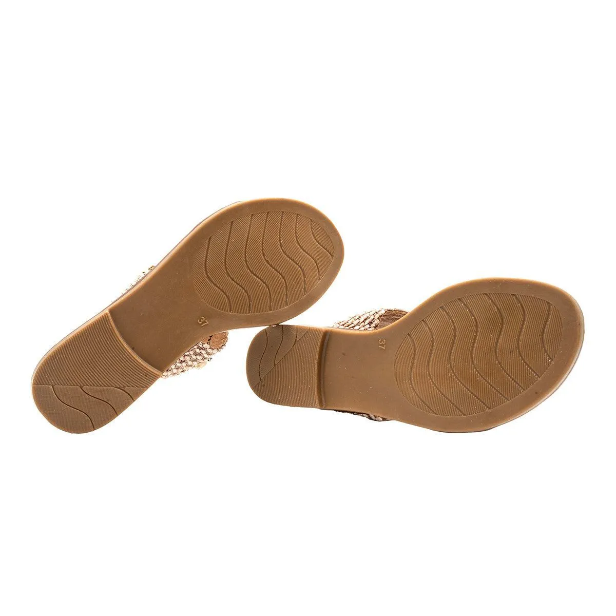 Graceland Flat Sandals Fabric Beige Colour For Women