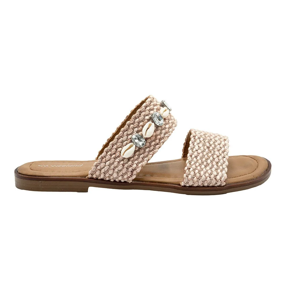 Graceland Flat Sandals Fabric Beige Colour For Women