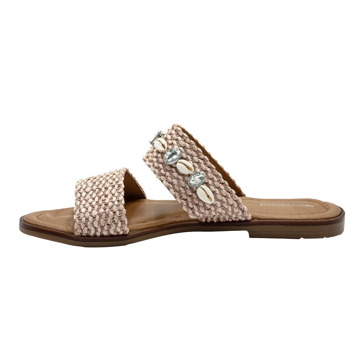 Graceland Flat Sandals Fabric Beige Colour For Women