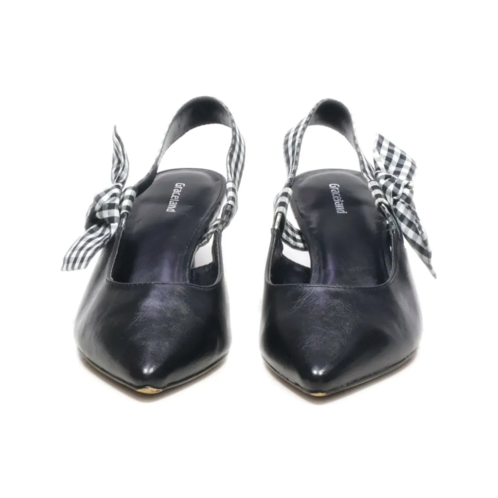 Graceland Kitten Heels Leather Black Colour For Women