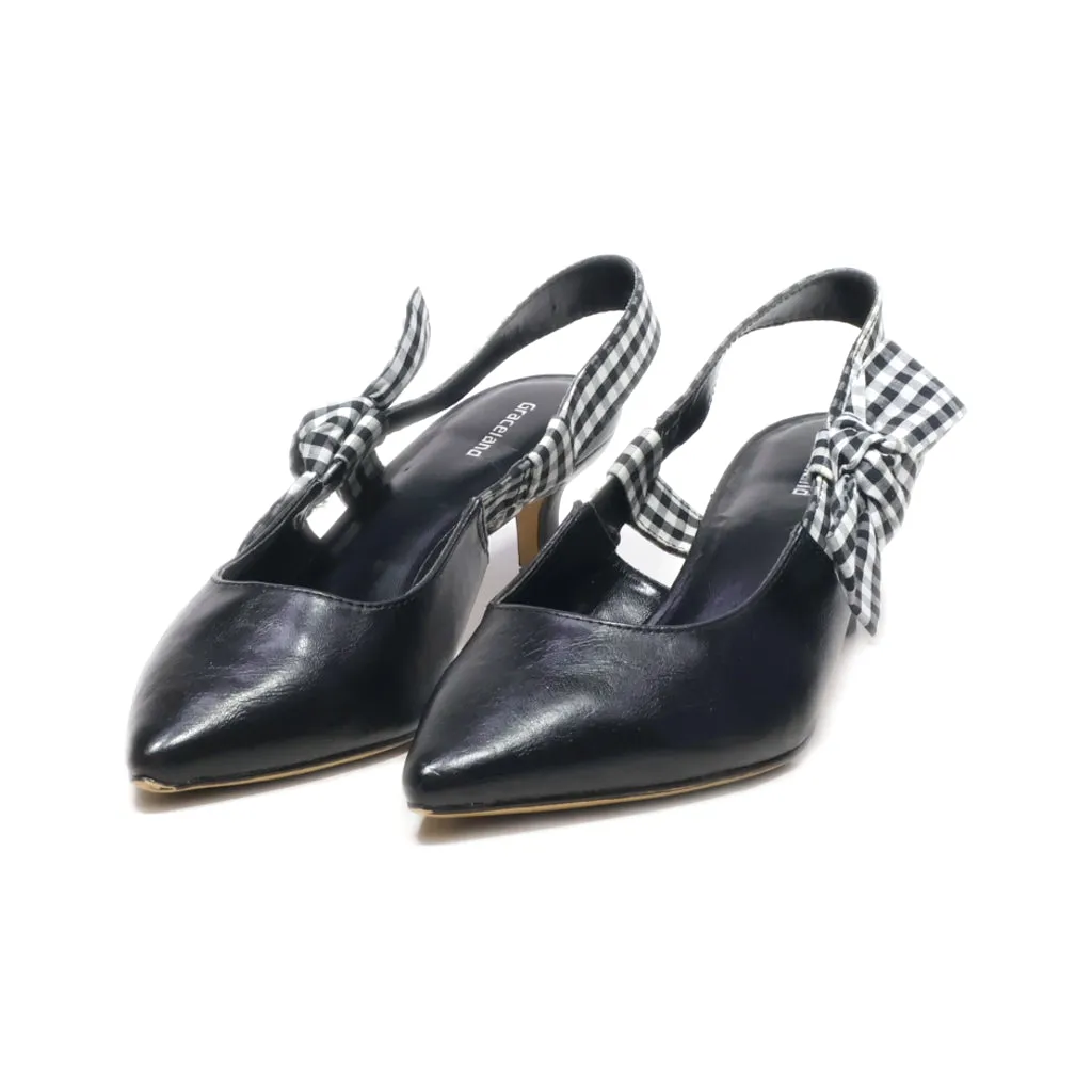 Graceland Kitten Heels Leather Black Colour For Women