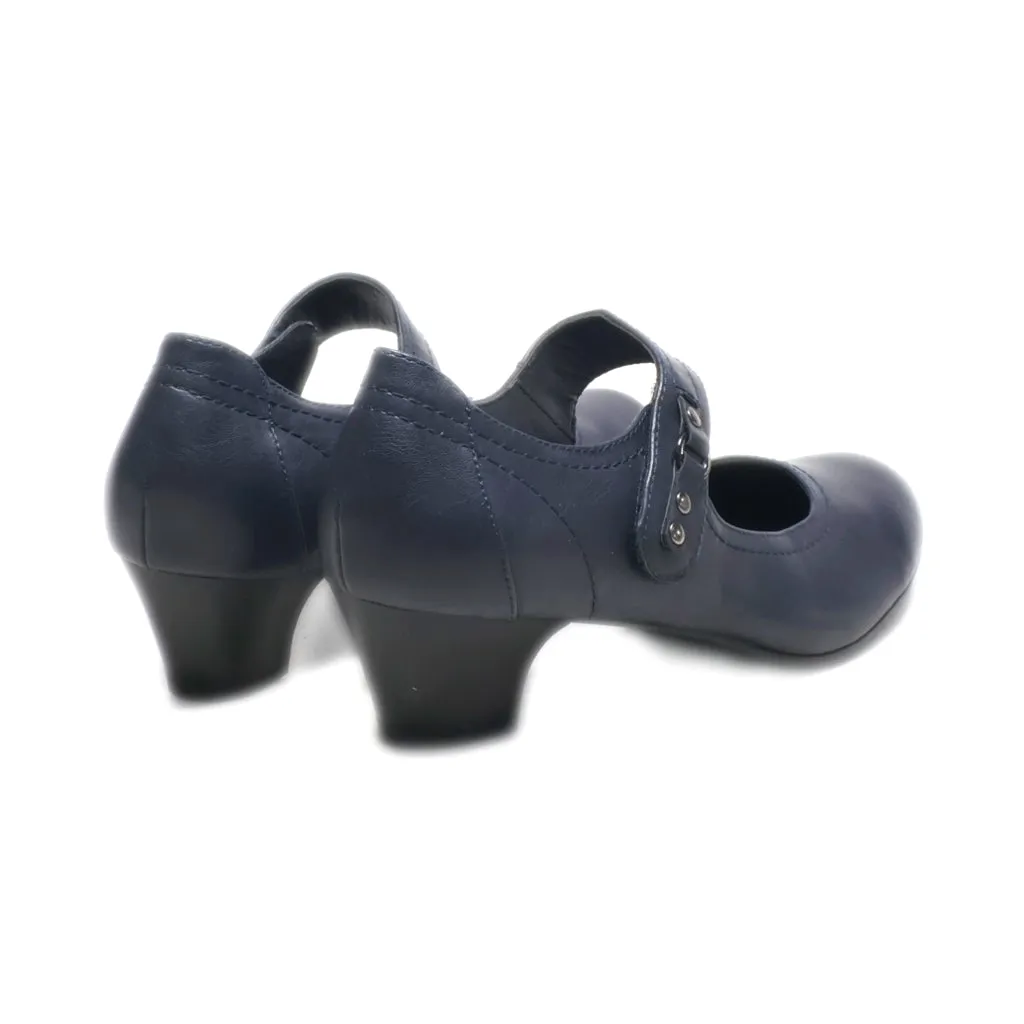 Graceland Mid-Heel Shoes Leather Blue Colour For Women