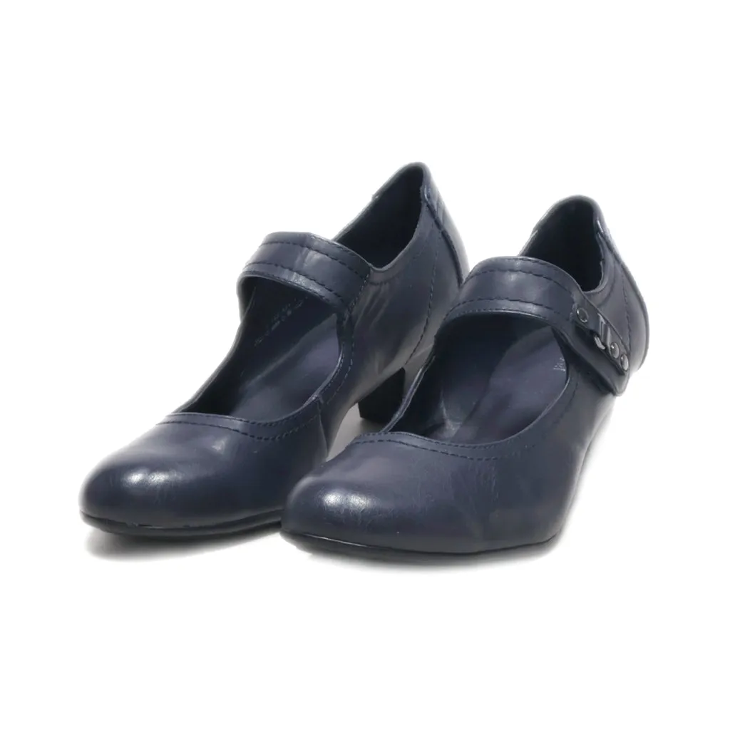 Graceland Mid-Heel Shoes Leather Blue Colour For Women