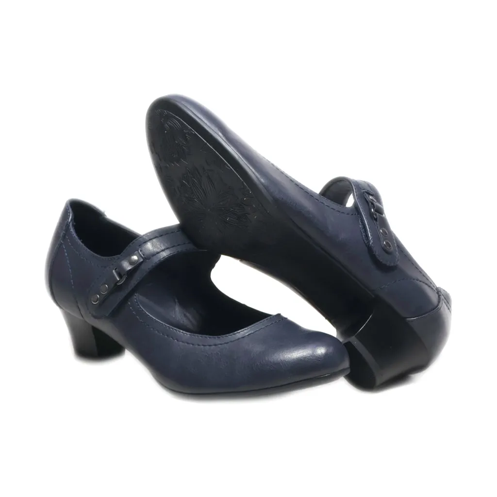 Graceland Mid-Heel Shoes Leather Blue Colour For Women