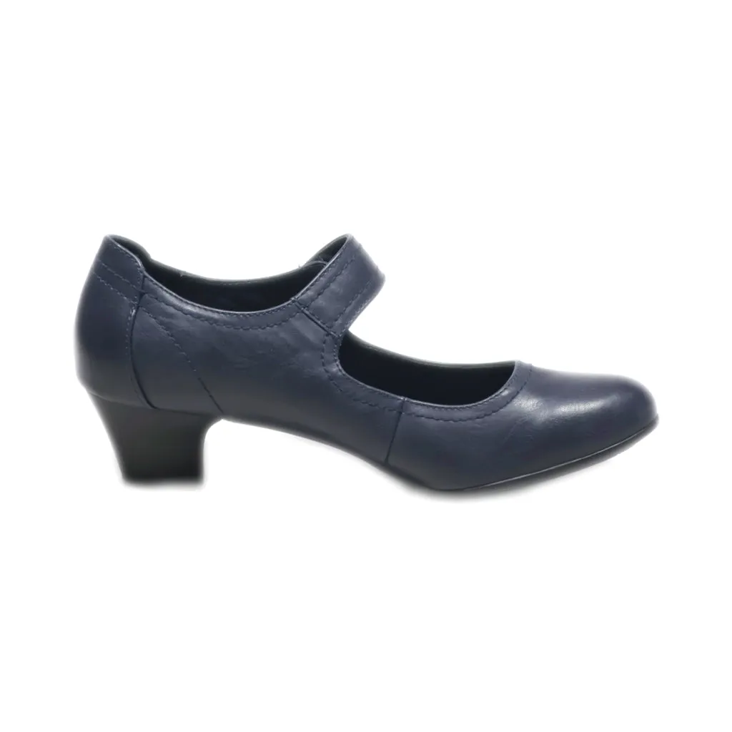 Graceland Mid-Heel Shoes Leather Blue Colour For Women