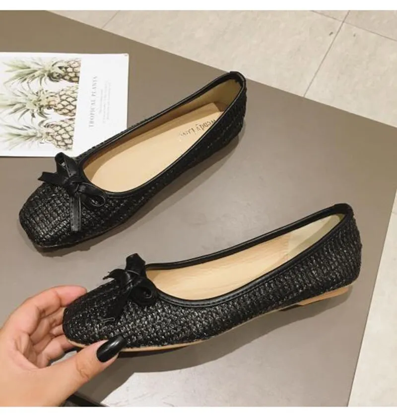 Hnzxzm Fashion Flats for Women Single Shoes Elegant Brand Office Lady Shoes Slip-on Casual Woman Boat Shoes Black Blue A4509