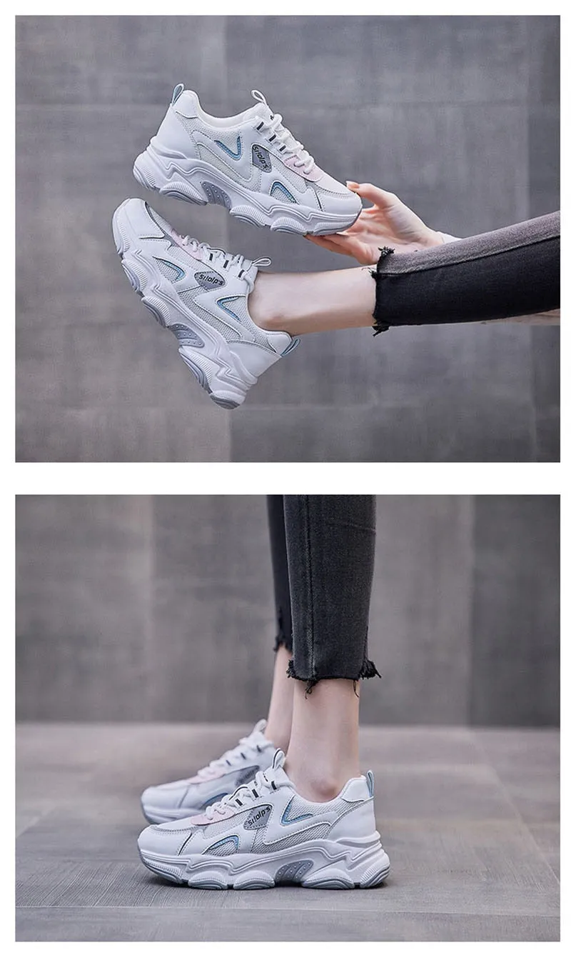 Hnzxzm  Fashion Sneakers Women Casual Shoes Thick Sole Spring Summer Breathable Ladies Brand White Shoes A4465