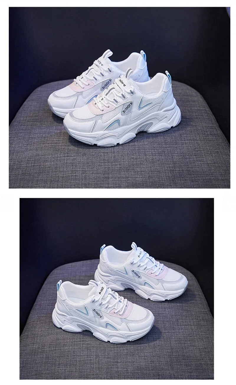 Hnzxzm  Fashion Sneakers Women Casual Shoes Thick Sole Spring Summer Breathable Ladies Brand White Shoes A4465