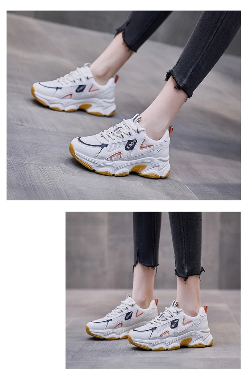 Hnzxzm  Fashion Sneakers Women Casual Shoes Thick Sole Spring Summer Breathable Ladies Brand White Shoes A4465