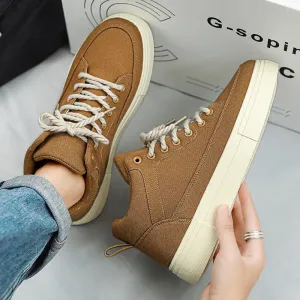 Hnzxzm Men's Canvas Shoes Fashion Spring Solid High Top Vulcanized Shoes Men Flat Design Casual Sneakers Man Board Shoes