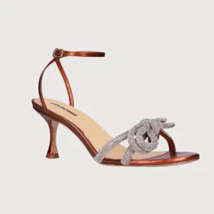 Lola Cruz Modica Bronze Leather Heels Sandals