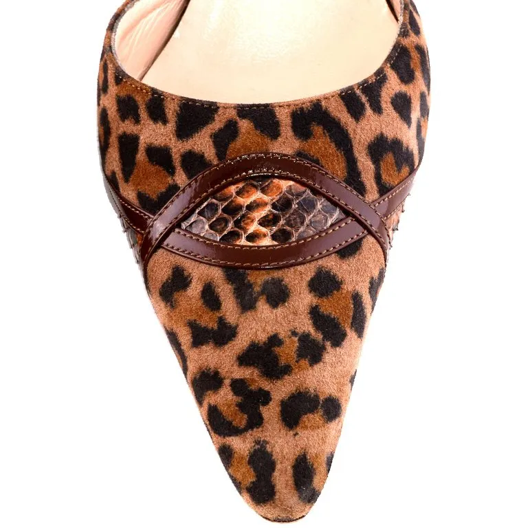 Manolo Blahnik D'Orsay Heels in Animal Print Suede Shoes