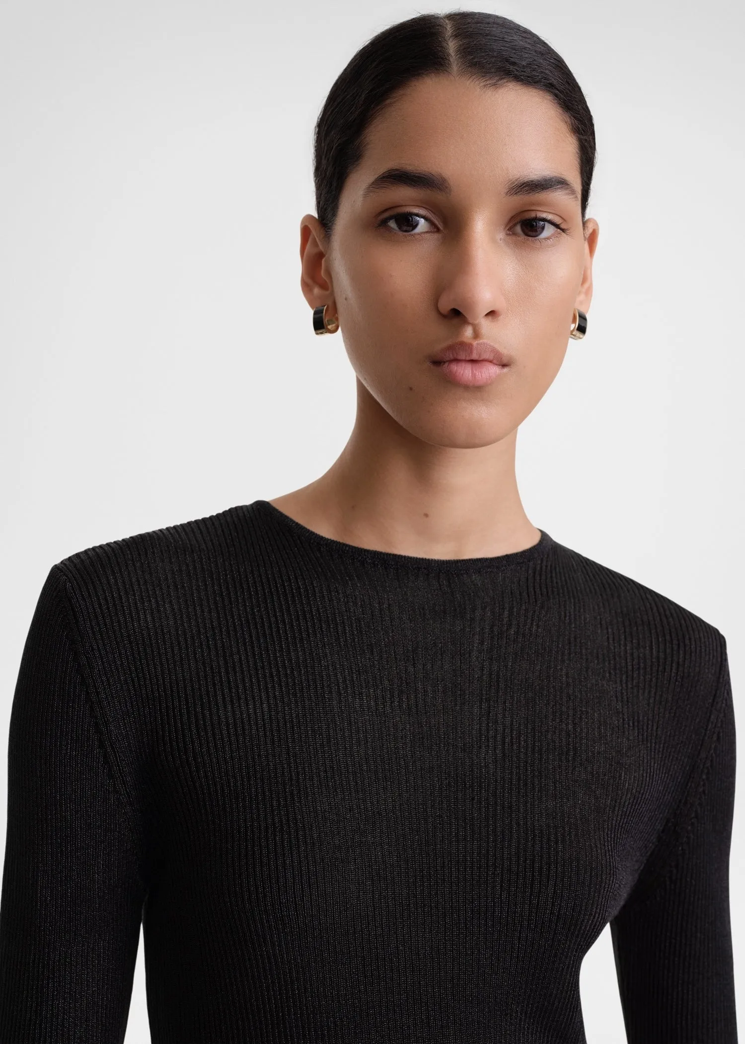 Metallic rib knit black