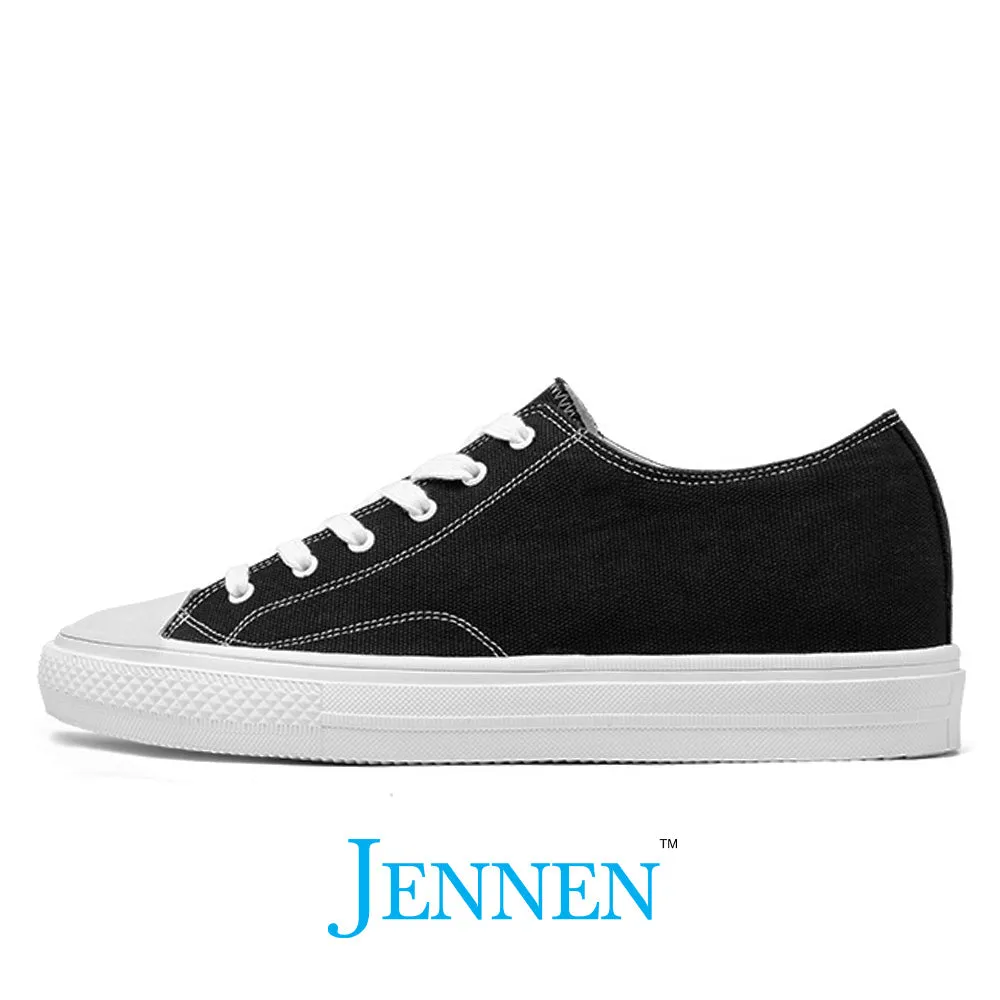 Mr. Jack 6cm | 2.4 inches Black Canvas Elevator Sneakers