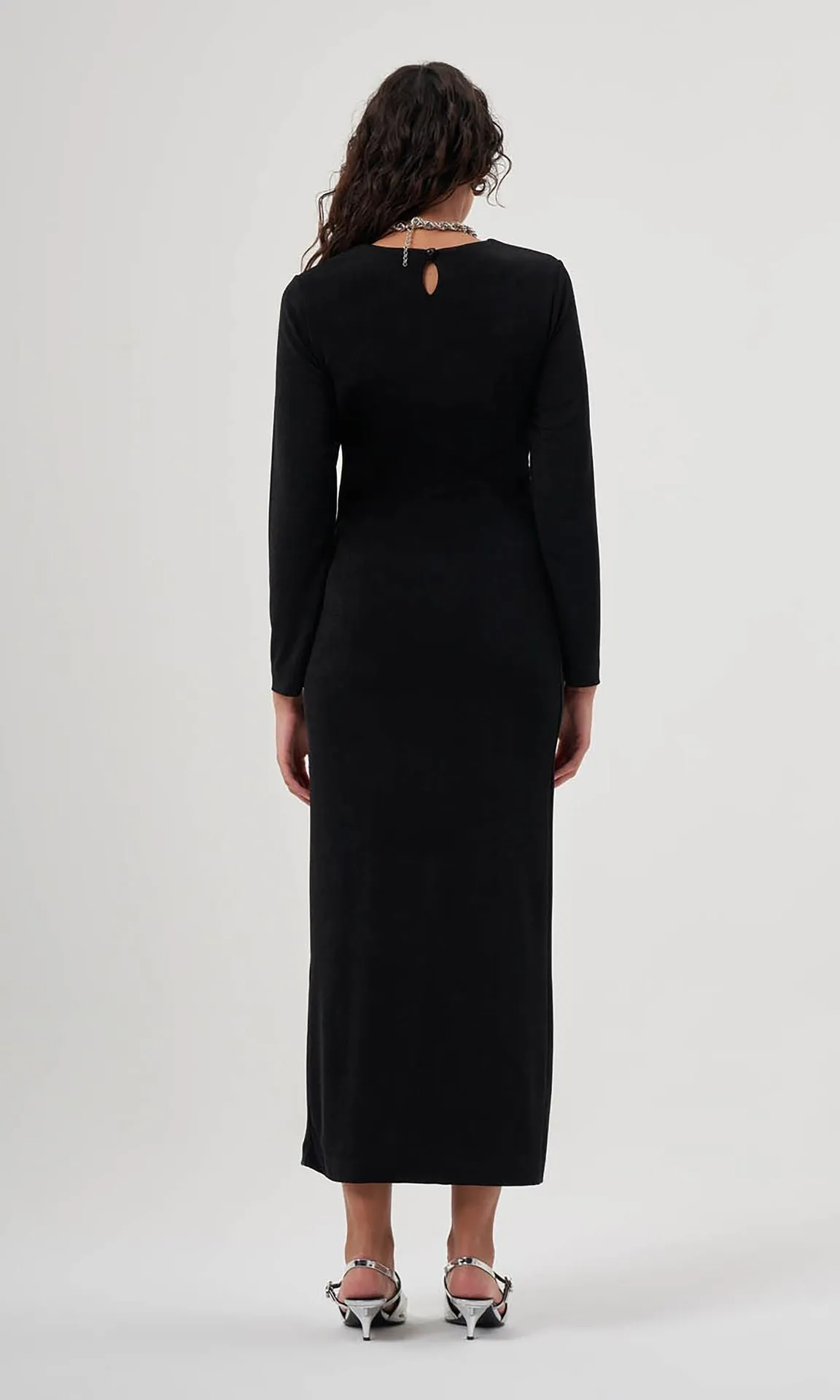 MZL Long Sleeved Gathered Dress - Black